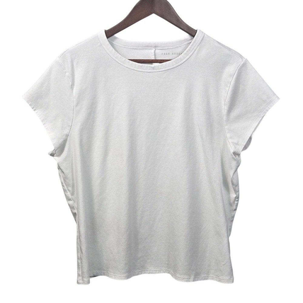 FREE‎ ASSEMBLY Womens White Crew Neck Short Sleeve Basic T Shirt Top XXL 20